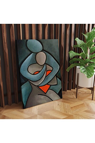 RUGSMODERN Kanvas Tablo Sevgi Ve Aşk Temalı Mavi Turuncu Gri 57