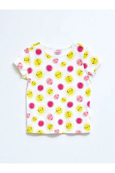 LC Waikiki Crew Neck Printed Baby Girl 2-Piece Pajama Set