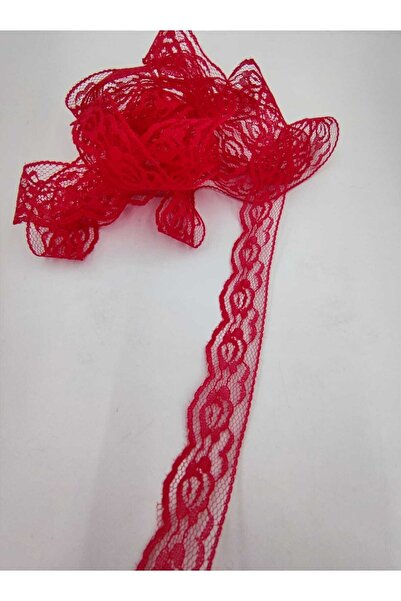 FASHİON DANTEL Likrasız Naylon Dantel Şerit 3 Cm En Kırmızı (NAR ÇİÇEĞİ) Dantel Şerit Kenar Model 10 Mt