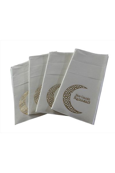 kidspartim Șervețel tactil de buzunar cu model Ramadan Moon de bun venit alb aurit 12 Li 40x40