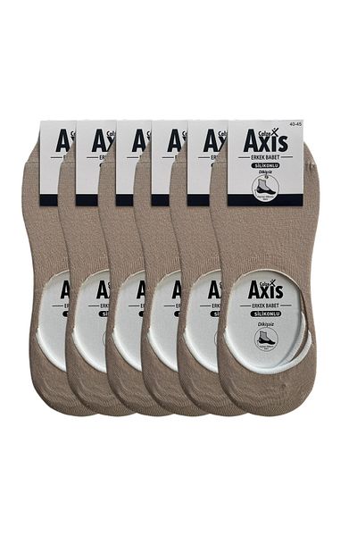 Axis 6 Pairs of Men's Seamless Non-Slip Silicone Invisible Ecru Ballerina Socks