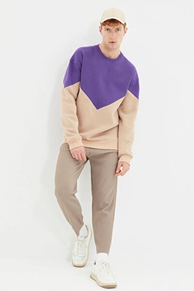 Trendyol Collection Purple Fleece Cut SWeatshirt - Regular Fit TMNAW21sw1162