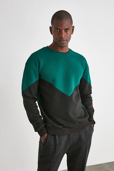 Trendyol Collection Smaragdově zelená fleecová mikina – Regular Fit, teplá TMNAW21sw1162