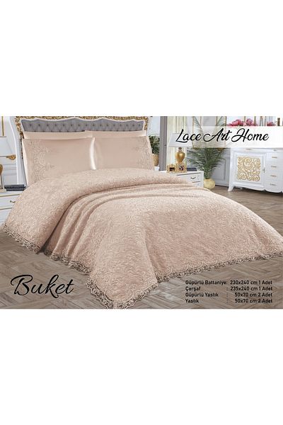 LACEART HOME COLLECTİON Bouquet Blanket with French Laces 6 Pieces