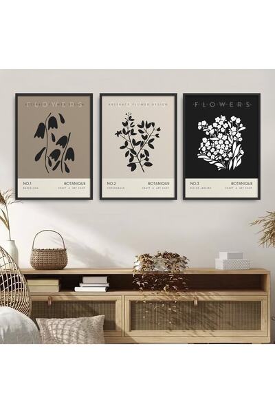 HOMEPACK Set de pictură din 3 piese cu cadru laminat negru Hpn117