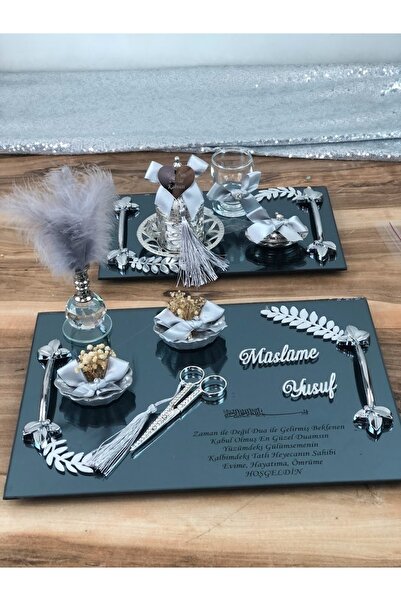 Masalsı Concept Süslü Söz Nişan Tepsisi Yüzük Yükselticiler Tüylük Makas Dama...