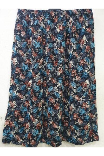 sercan konfeksiyon Kadın Basma Etek Beli Lastikli Viskon Kumaş