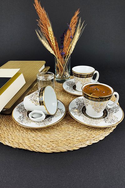 Digithome Lombardino Alara 6-Piece Porcelain Coffee Cup Set Gilded - Khr02 C320.004