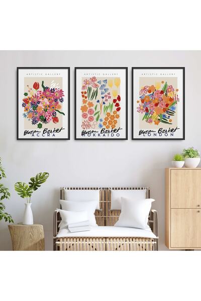 HOMEPACK Siyah Lamine Çerçeve 3'lü Tablo Seti Hpn093