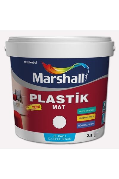 Marshall Plastik Mat Su Bazlı Silinebilir Duvar Boyası 2.5 lt + Tavan Boyası ...