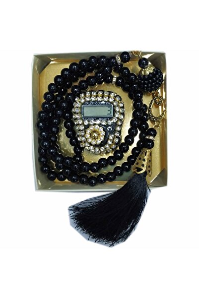 Hac Dünyası Set de mărgele de rugăciune cu perle negre de lux - cu cutie