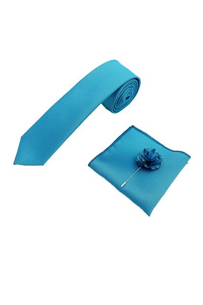 Brianze Turquoise Tie Handkerchief Collar Flower Set