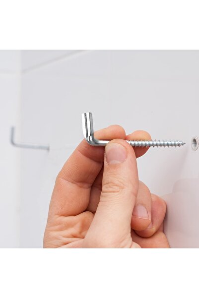 Yapıkan 10 Ad L Demir Kanca Vidası No: 4 - Mobilya, Dolap, Eşya Duvara Montaj...