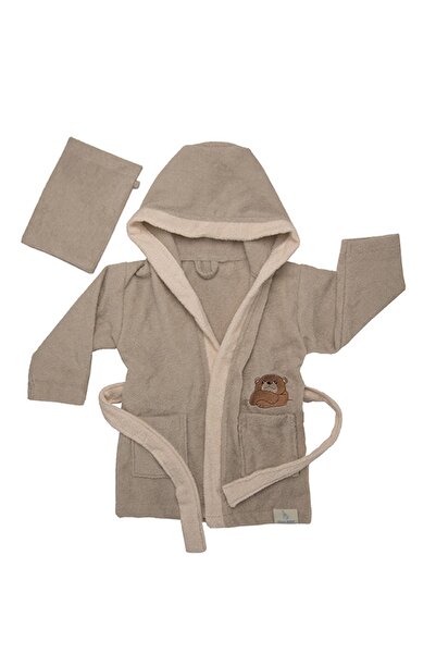 Gleam Atelier Düz Bebek Bornozu Seti, %100 Pamuk, 1-2 Yaş Ve 3-4 Yaş Beden Se...