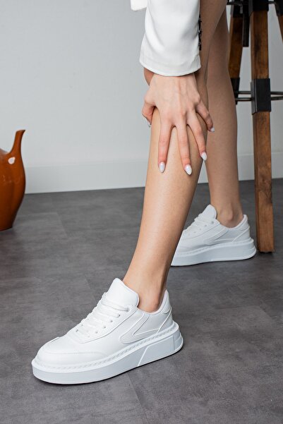 Ayax White Lace-up Lightweight Daily Mid-Sole Women's Sneaker