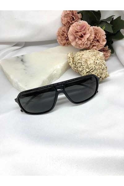 Di Caprio Lia Rectangular Polarized Black Men's Sunglasses