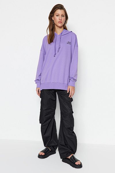 Trendyol Modest Sweatshirt - Lila - Oversized