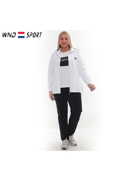 WND SPORT Stand Collar Printed Button Detailed Classic Leg Comfortable Form 3-Piece Wnd Women's Plus Size Tracksuit Set
