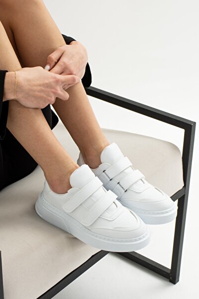 Ayax Λευκό Velcro Ελαφρύ ημερήσιο ορθοπεδικό γυναικείο πάνινα παπούτσια