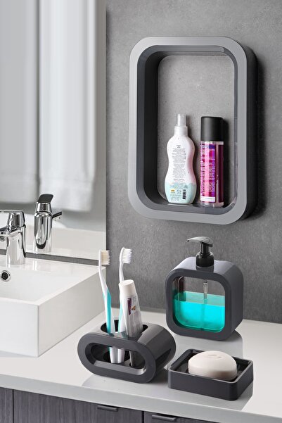 Vienev Set de baie din 4 piese din acril, antracit