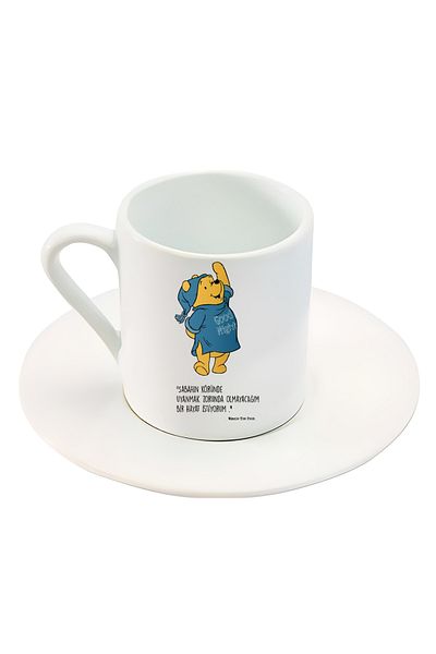 GünayStore I Won't Have to Wake Up in the Morning ..... Written Pooh! Character Printed Turkish Coffee Cup