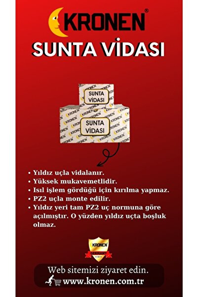 Sunta Vidası 3,5 X 50 - 1 Paket (500 ADET)
