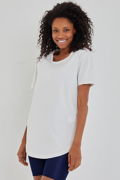 Tarz Cool Tricou cu mânecă scurtă, cu guler larg, 100% bumbac, pentru femei