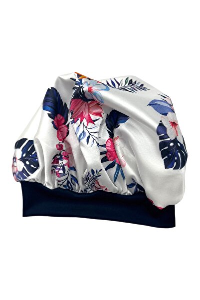 pistore Set de bonete și agrafe din satin cu model Monstera albastru bleumari...