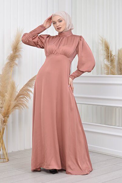 poplinmoda Drapeli Saten Abiye- Nalan Modeli