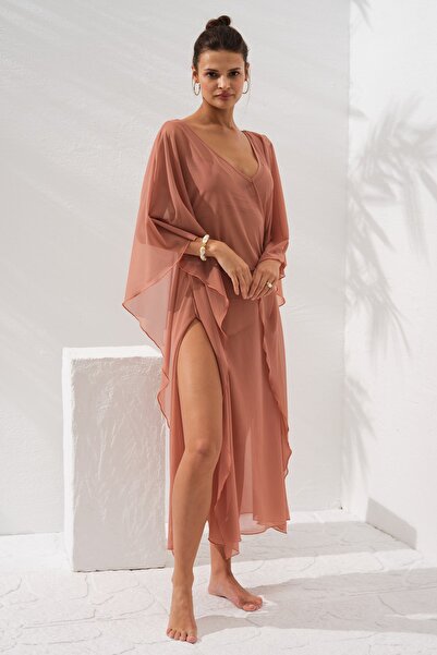 Pierre Cardin V Yaka Elbise Pareo Bronz 231803