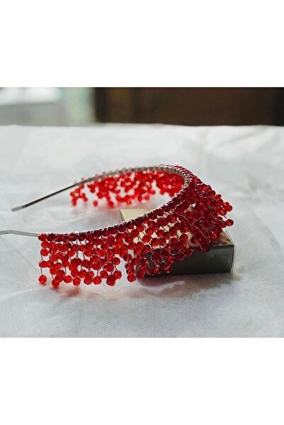 ecrin tuhafiye hobi Kristal Kırmızı Gelin Tacı