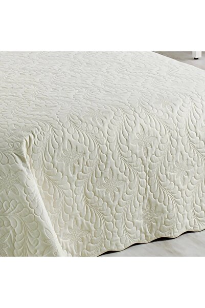 Örtüm Ivy Cream Μονό κάλυμμα κρεβατιού με καπιτονέ Microfiber Ecru