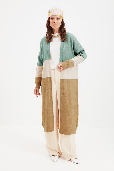 Trendyol Modest Cardigan - Green - Regular fit