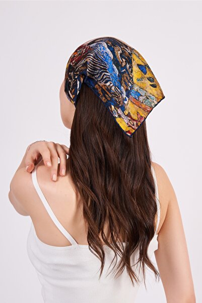 Nomads Felt 100% Silk Scarf Bandana| Gustav Klimt Lady With Fan