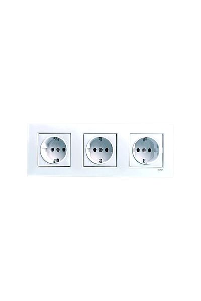 VİRALİGHTİNG Viko Karre White Triple Set Grounded Socket + Grounded Socket + Grounded Socket