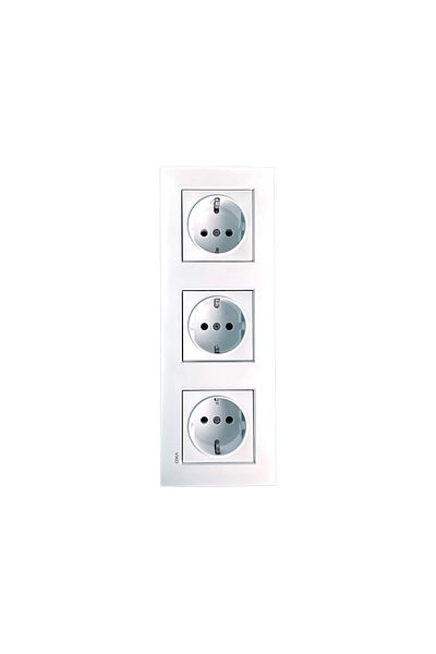 VİRALİGHTİNG Viko Karre White Triple Set Grounded Socket + Grounded Socket + Grounded Socket