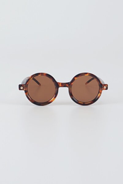 Kapin Mastic Yuvarlak Kalın Çerçeve Güneş Gözlüğü - Kahve