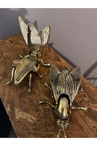 Jurjum Pirinç Küllük Sinek Kapaklı Kül Tablası Dekoratif Antika Küllük Puro Sigara Küllük