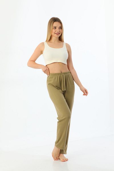 Arvin Pijama Women's Green Solid Color Thermal Pajama Bottoms