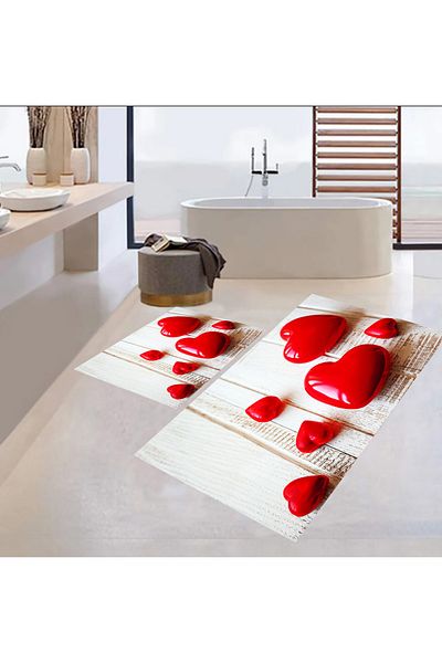 eco concept Bathroom Mat, Toilet Set, Decorative Mat, Valentine's Day, Gift, Heart Pattern, Dowry Box