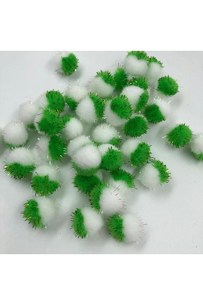 Yumuşakkeçe Glittery Green Pompom Glittery Plush Pompom 2 Cm
