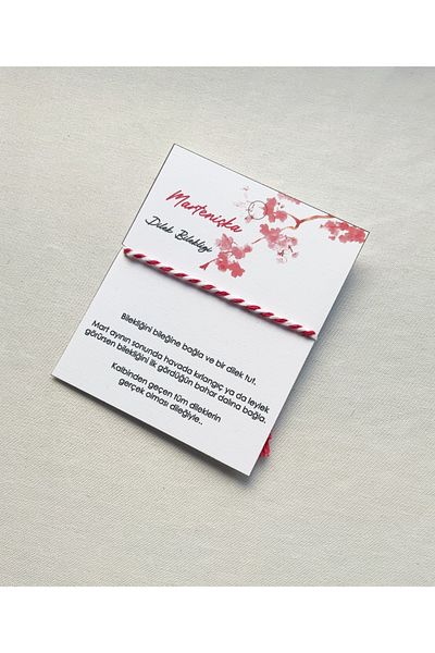 Atölye Merdiven Marteniçka March Wish Bracelet with 5 Cards Red White