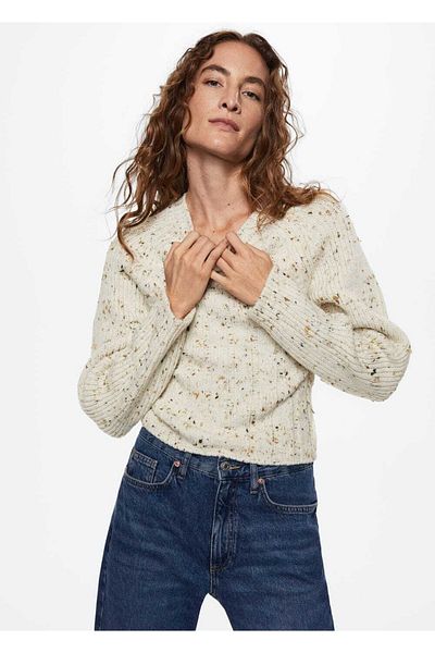 MANGO Woman Gray Sweater with Rubber Braids