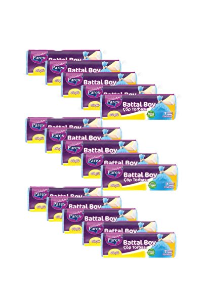 Parex Güçlü Çöp Torbası Battal Boy 72 Cm X 95 Cm Mavi Tek Rulo 7'li 15 Paket