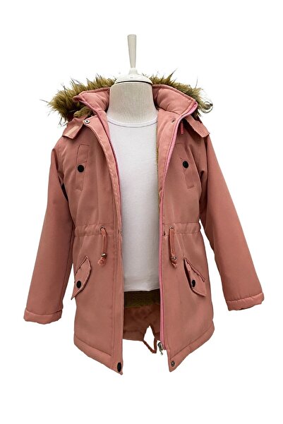 Nacar 2023 Kürklü Keten Mont Kapuşonlu Genç Çocuk