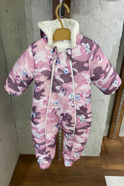 PODİUM GİYİM New Season Cute Butterfly Flower Patterned, No Booties, Single Zipper, Ribbed Welsoft Cosmonaut-Jumpsuit