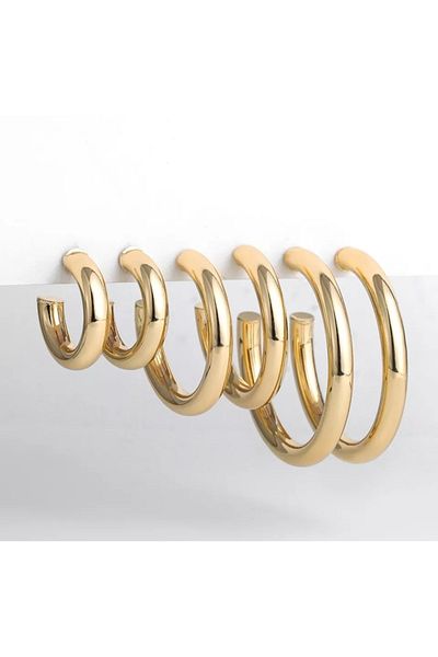 Monalisa Women's Set of 6 Gold Hoop Earrings