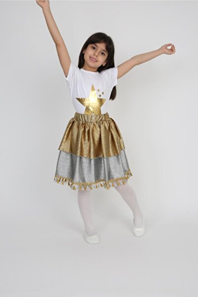 Dıgıl Kids Kız Çocuk Altın Yıldız Baskılı Gold Tütü Etek 29 Ekim 23 Nisan Gös...