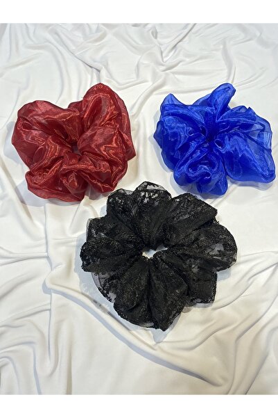 MAKSESUAR إبزيم مرن من الأورجانزا مقاس كبير للسيدات مكون من 3 قطع