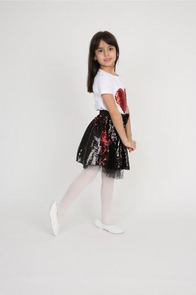 Dıgıl Kids Girl's Heart Printed T-Shirt Tutu Skirt 29 October 23 April Perfor...